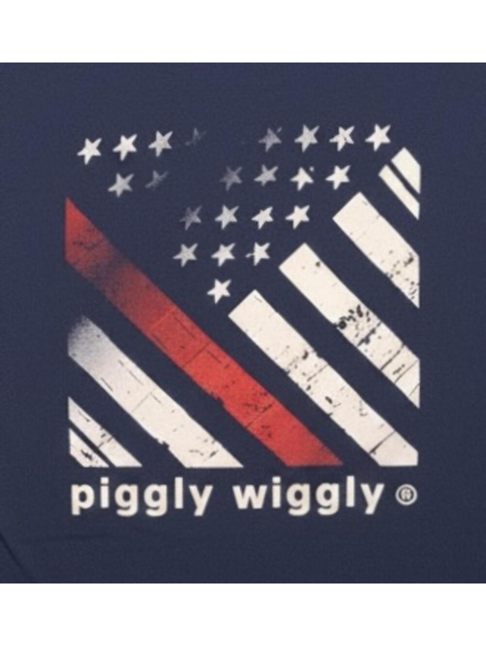 Piggly Wiggly Navy Thin Red Line American Flag Graphic T-Shirt, Adult Medium
